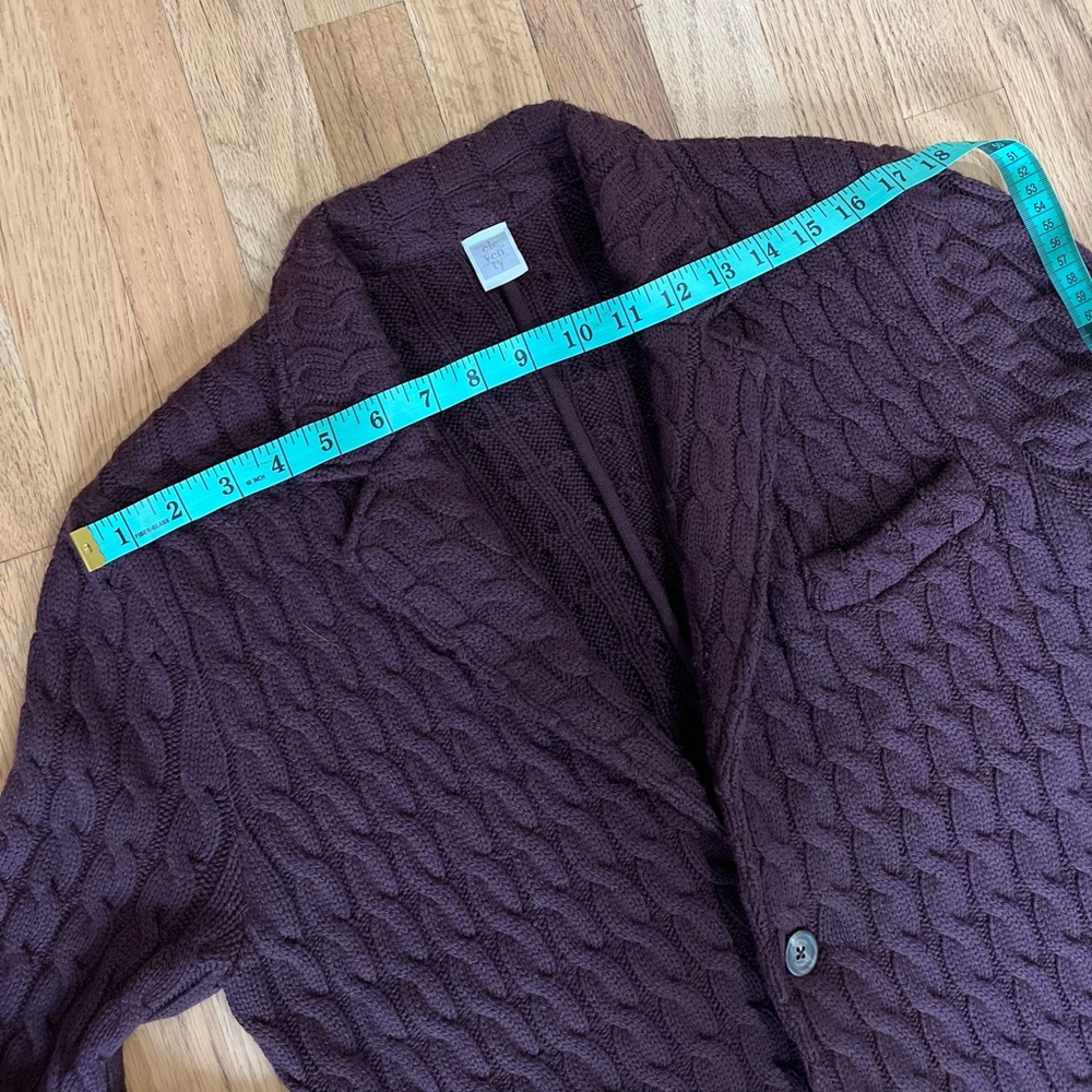 Eleventy Cable Knit Cardigan Sweater/Blazer Made in Italy Burgundy - Picture 4 of 11